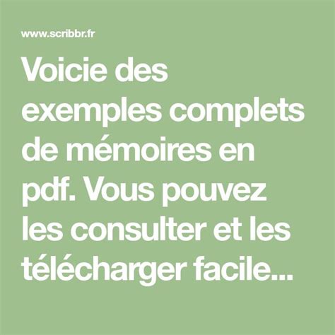 15 exemples complets de mémoires de qualité .